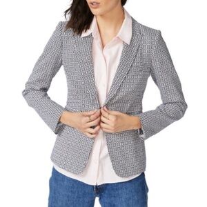 NWT Court & Rowe Pink and Navy Geometric Single-Button Blazer